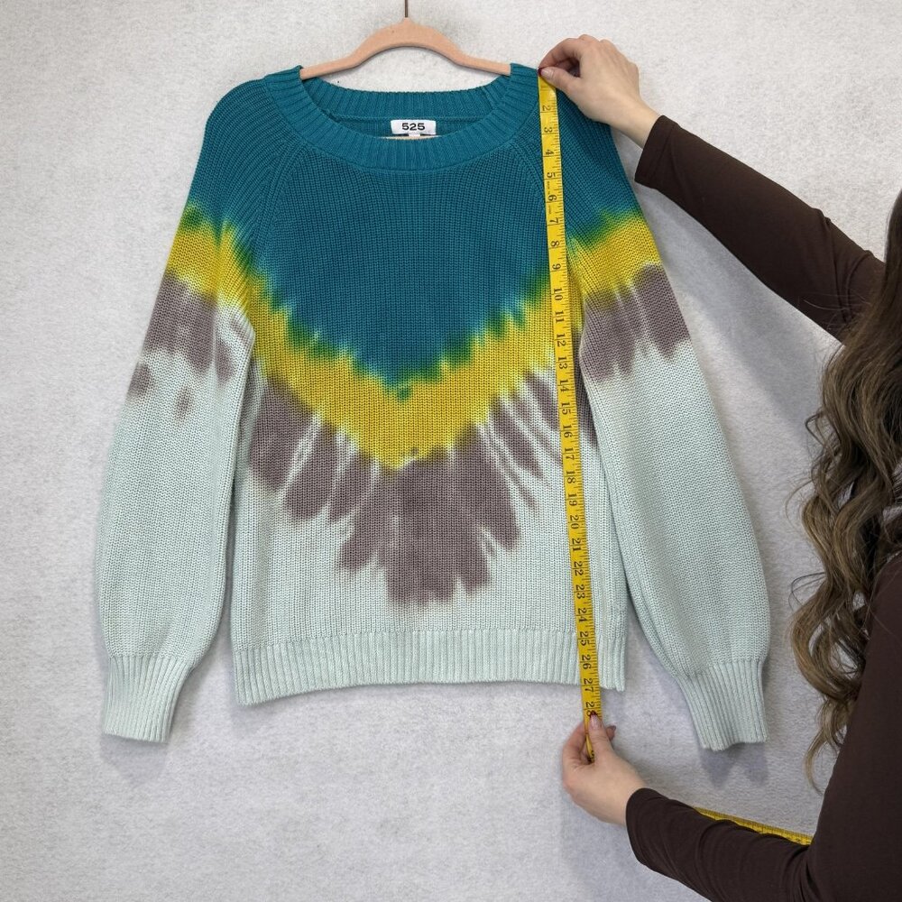 525 Sweater Womens Small Multicolor Tie Dye Chevron Crewneck Knit Pullover - Picture 6 of 9
